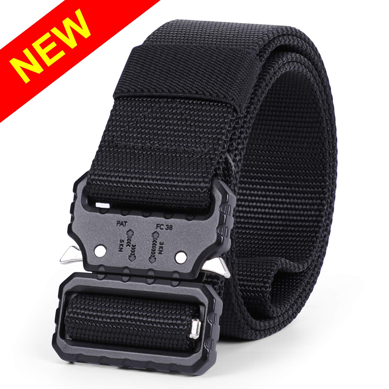 WHIPPY 2019 Tactical Military Webbing Nylon Belt,Webbing Gun Belt in Quick-Release Metal Buckle
