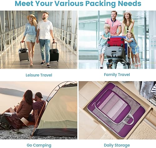 Miniatura 9 de Cambond Cubos de embalaje de compresión de malla transparente, cubos de embalaje para viajes, bolsas de viaje ligeras, organizador de equipaje de