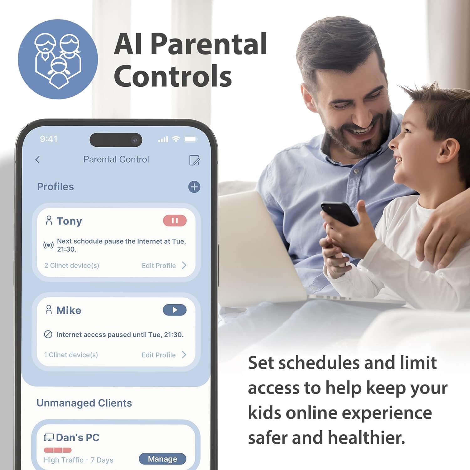 D-Link M30 Smart Router AQUILA PRO AI AX3000 con Wi-Fi Mesh, Traffic Optimaser con AI, Parental Control, Porte Gigabit, MU-MIMO, 1024 QAM, OFDMA, WPA3. Funziona con Alexa/Assistente Google.
