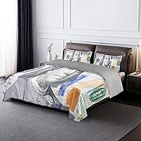 Vista 3 de Pardick Juego de edredón tamaño Queen con billetes de 100 dólares, ultra suave, juego de edredón ligero para todas las estaciones, fundas