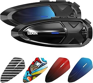 LEXIN 2pcs GTX 10-Way Helmet Communication System, Motorcycle Intercom Supports Multitasking Audio, Waterproof Motorcycle Bluetooth Headset with DSP/CVC Noise Cancellation for ATV/Dirt Bike Snowmobile