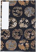 Kochi Binding Goshuin Book with Vinyl Cover, Enchanted Flower Ceiling (Black) Nishijin Brocade, Bellows Type, Large