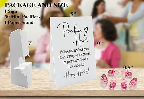 Miniatura 2 de Juegos de caza de chupetes para bebé, juego de revelación de género, signo de 8 x 10 y 50 mini chupetes acrílicos, juegos favoritos para adultos y