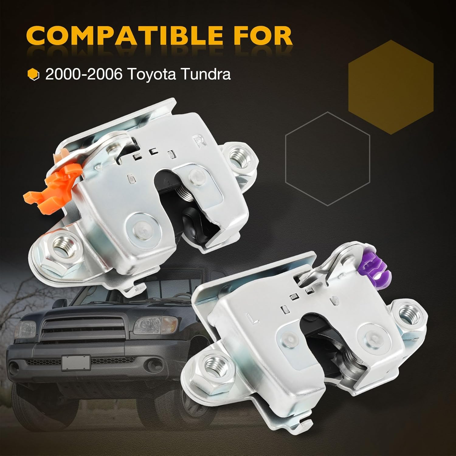 Gledewen Tailgate Latch Lock Compatible with 2000 2001 2002 2003 2004 2005 2006 Toyota Tundra Left and Right Side Tailgate Lock Latch Actuator Replaces 65780-0C010 65790-0C010 2PCS