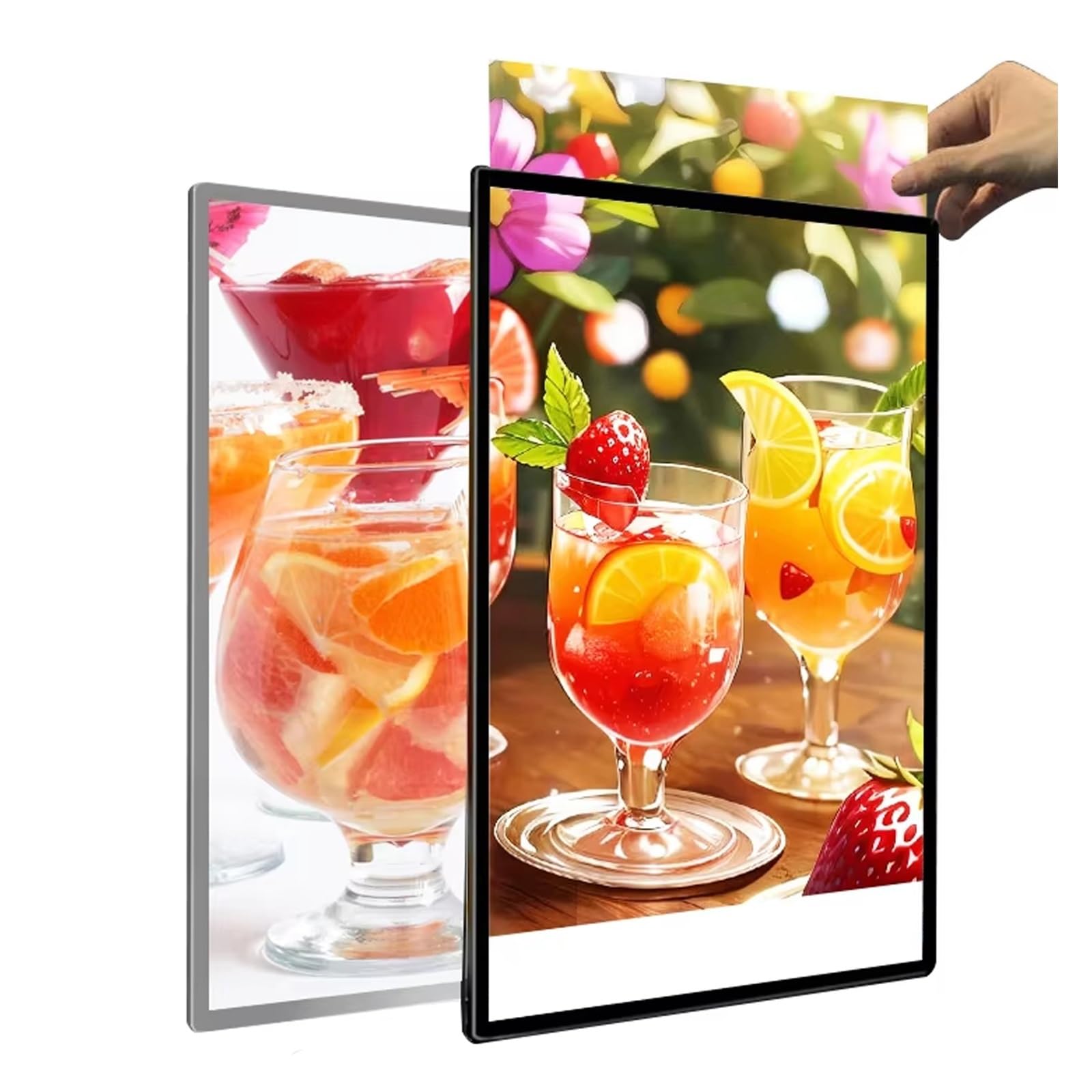 Ultra-Slim LED Light Box, Wall-Mounted Advertising Display Frame, Plug-in Advertising Frame Display,Message Boards & Signs, Illuminated Poster Holder for Restaurants, Bars, Shops(Silver,60*80cm)
