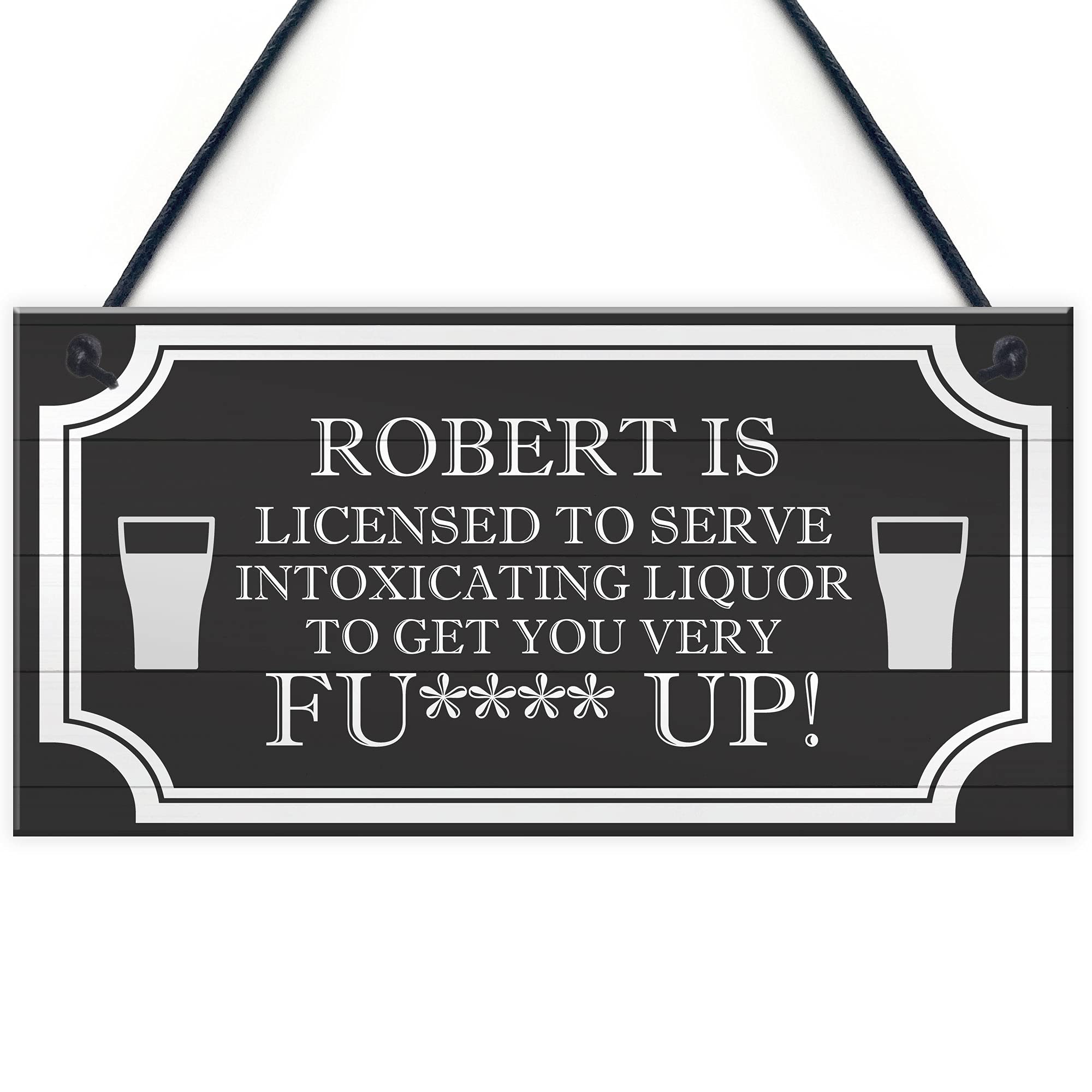 Funny Rude Home Bar Sign Personalised Man Cave Pub Bar Hanging Plaque Gift