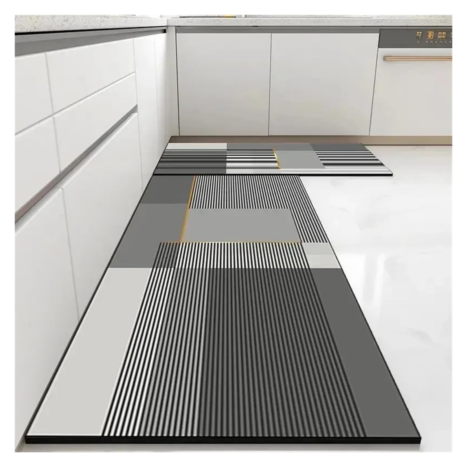 Alfombra pasillo antimanchas de PVC cuero gris para suelos limpios de cocina