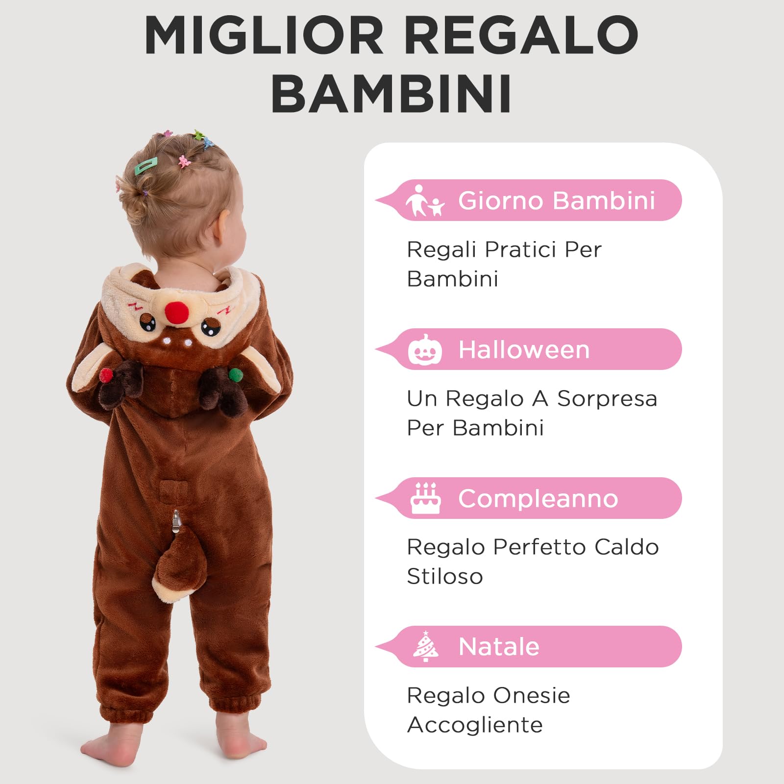 OLAOLA Tutine per Bambino Unisex, Pigiama in Morbida Flanella, Costume da Animale per Bambini, Tutina con Cappuccio