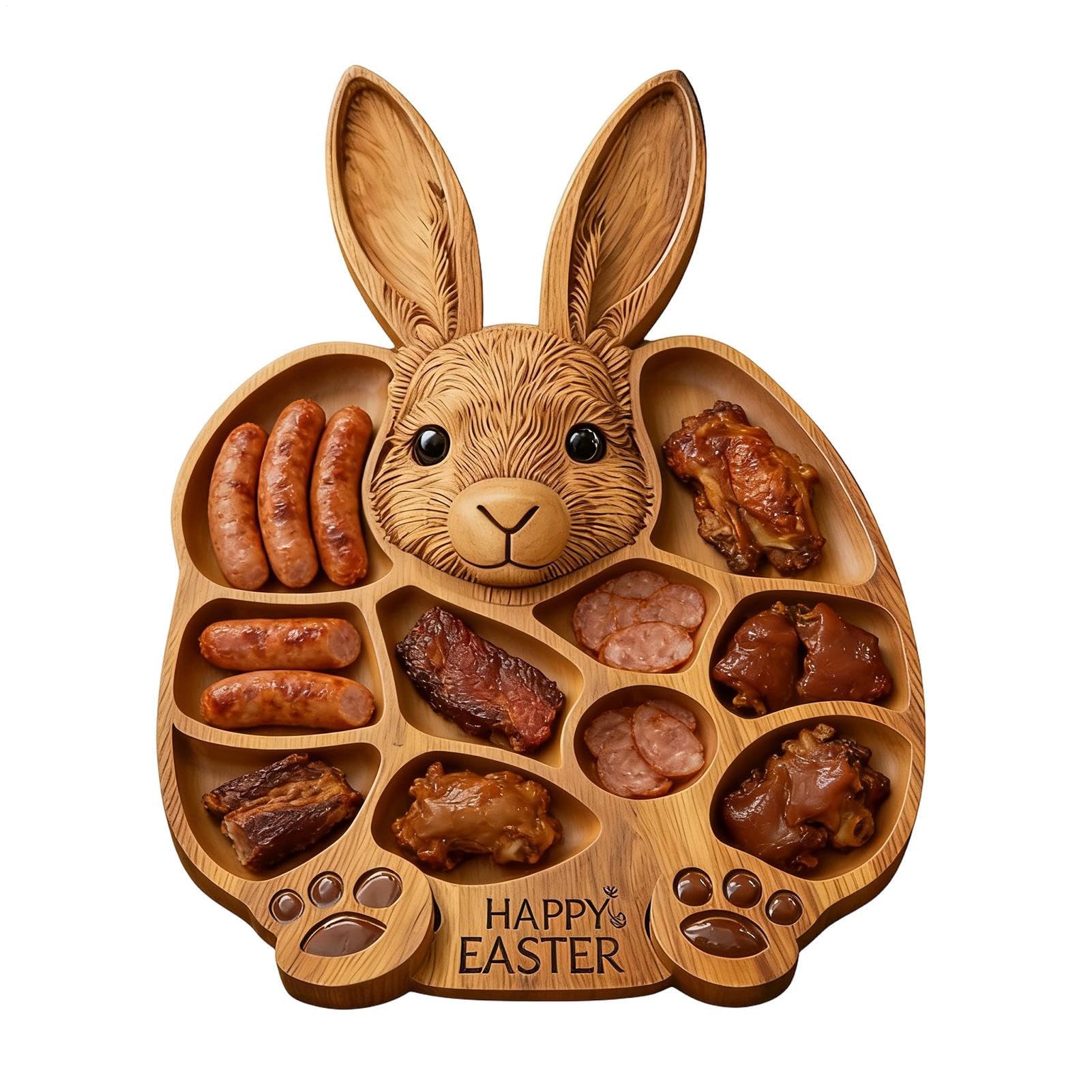 Planche à charcuterie en bois lapin de Pâques pour apéritif de ferme