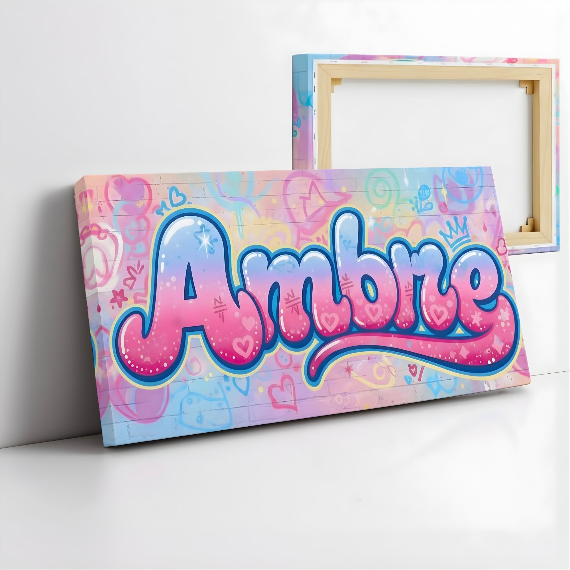 Lienzo nombre graffiti street art neón - Idea Regalo habitación niño chico