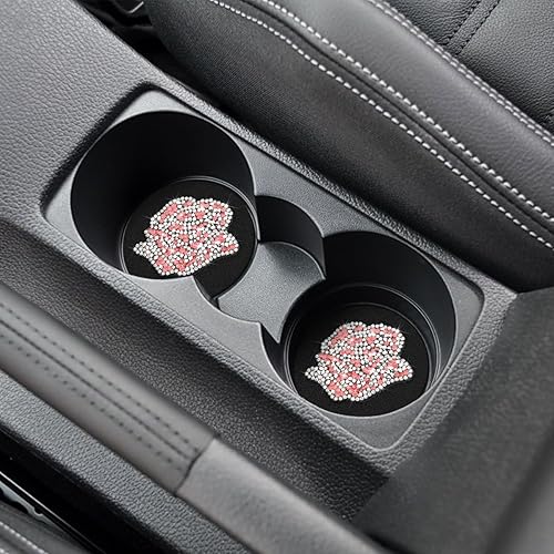 Miniatura 4 de zipelo Posavasos para automóvil, paquete de 2 posavasos con diamantes de imitación de cristal, universales de 2.75 pulgadas, antideslizante, a