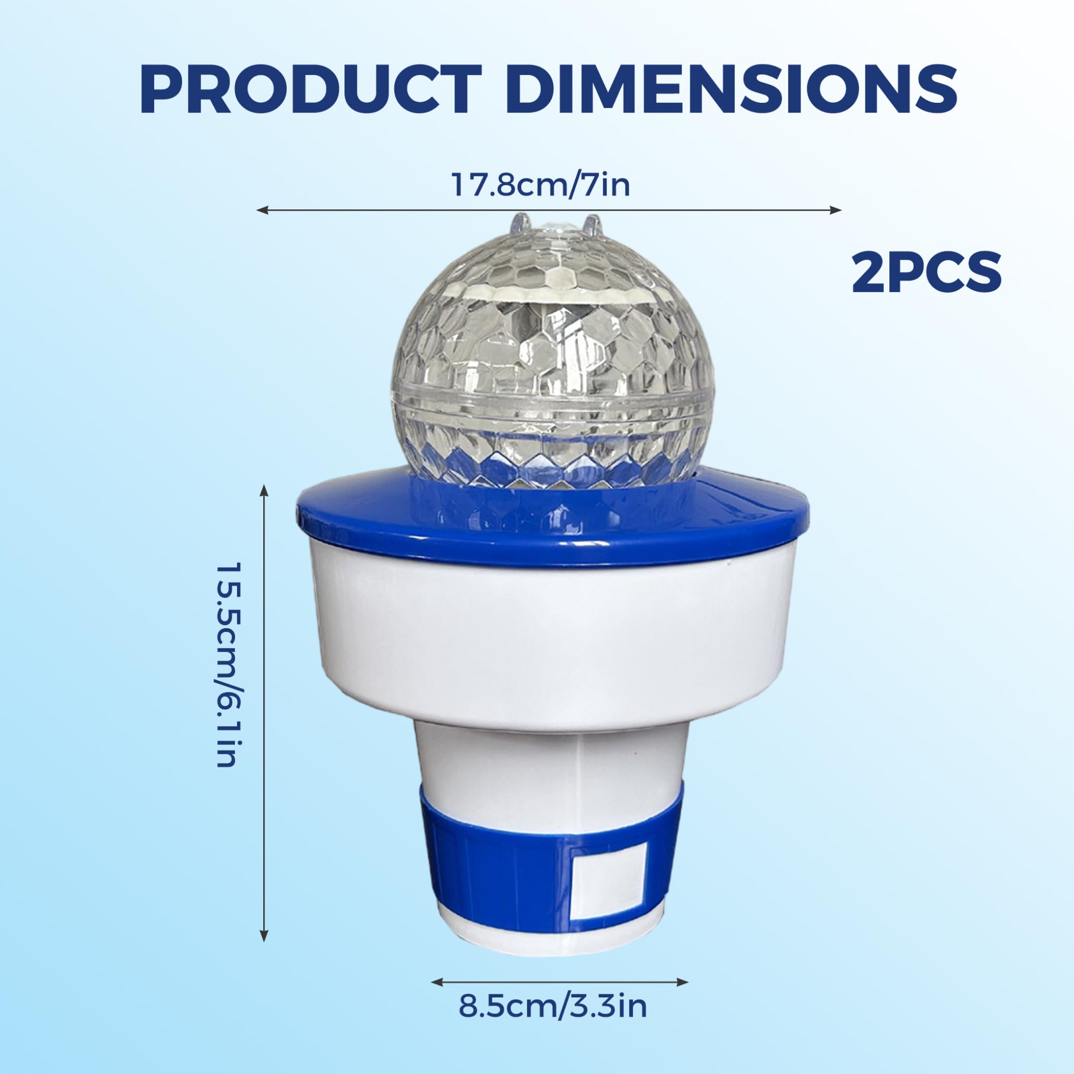 Distributeur Flottant de Chlore Solaire pour Piscine (Lot de 2), avec lumières Multicolores et débit réglable (8 Pouces).