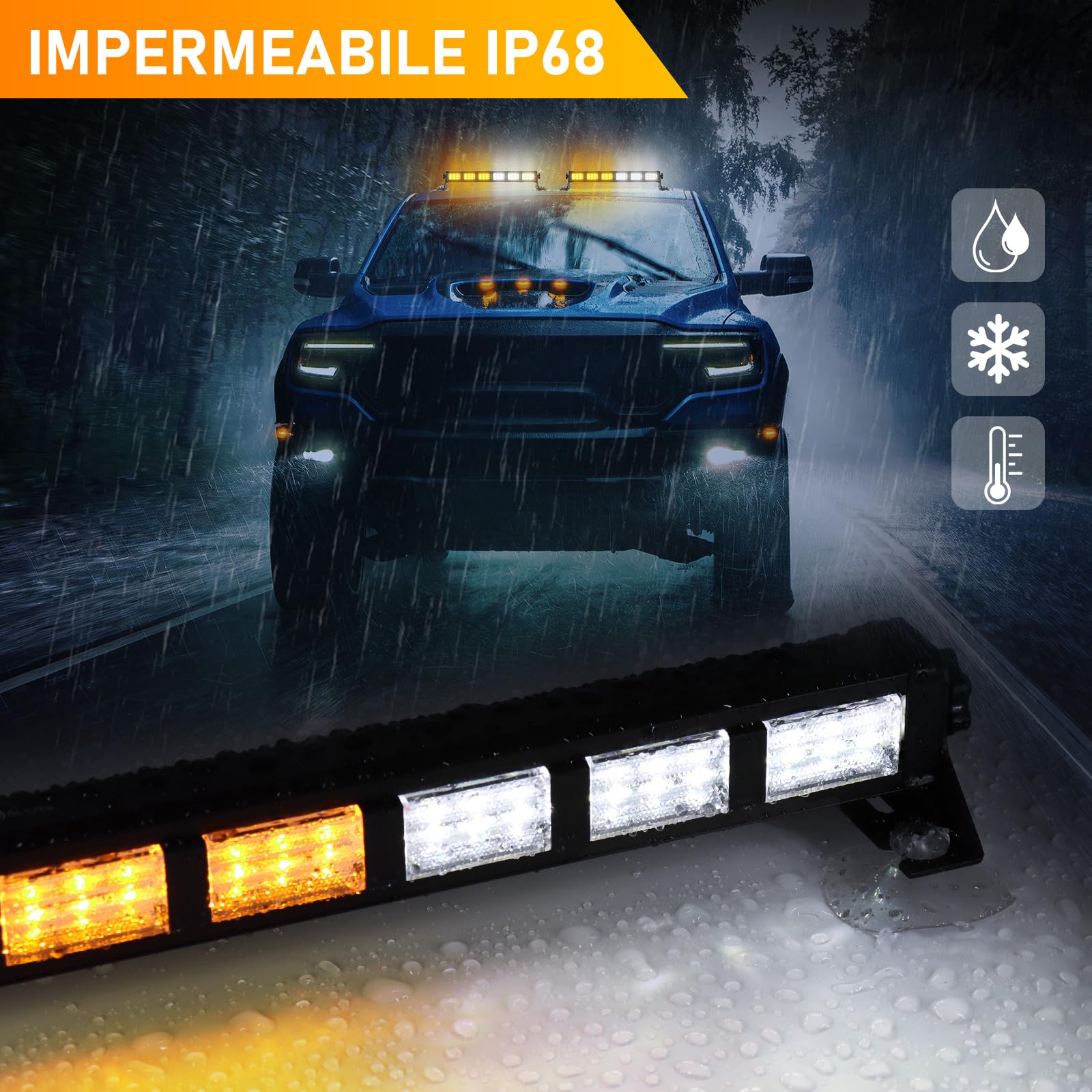 antom Sei sezioni LED Luce Stroboscopica LED Lampeggiante Luci 12V 24V Auto Flash Lampada Strobe Emergenza Camion Rimorchio Caravan Moto Auto avvertimento Segnale ambra
