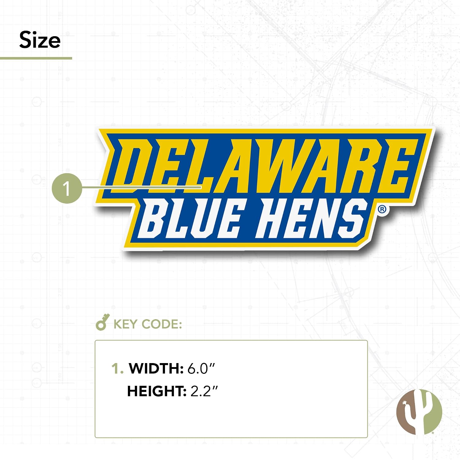 Desert Cactus University of Delaware Sticker Fightin Blue Hens UD Vinyl Decal Laptop Water Bottle Car Scrapbook (IND 36)