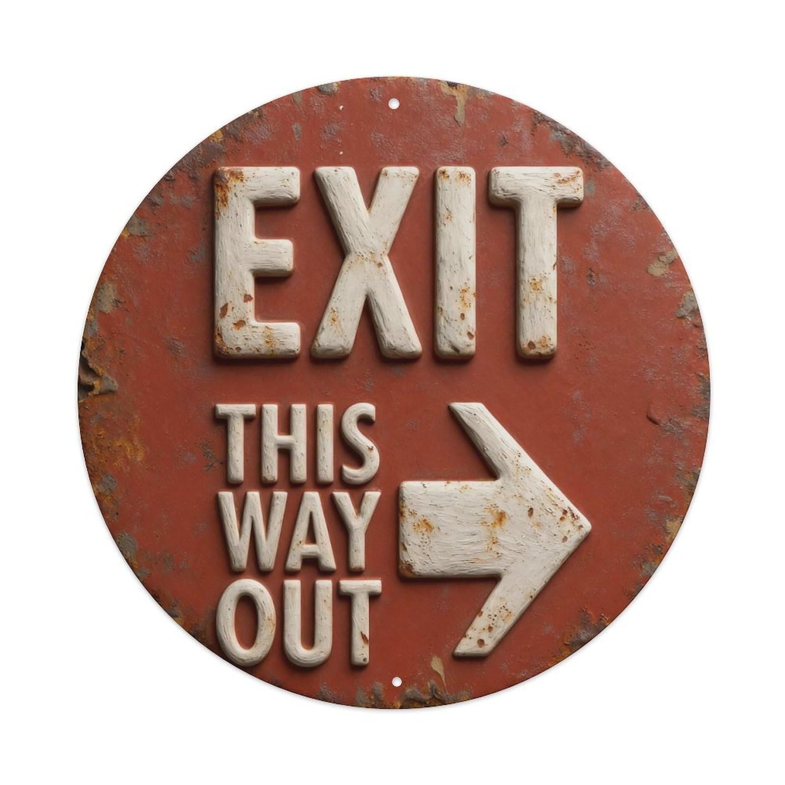Zlatcbu Vintage Exit This Way Out Sign Metal Tin Sign Retro Wall Art Poster, Decor For Home Living Room Bar Cafe Garage, 8X8 Inch