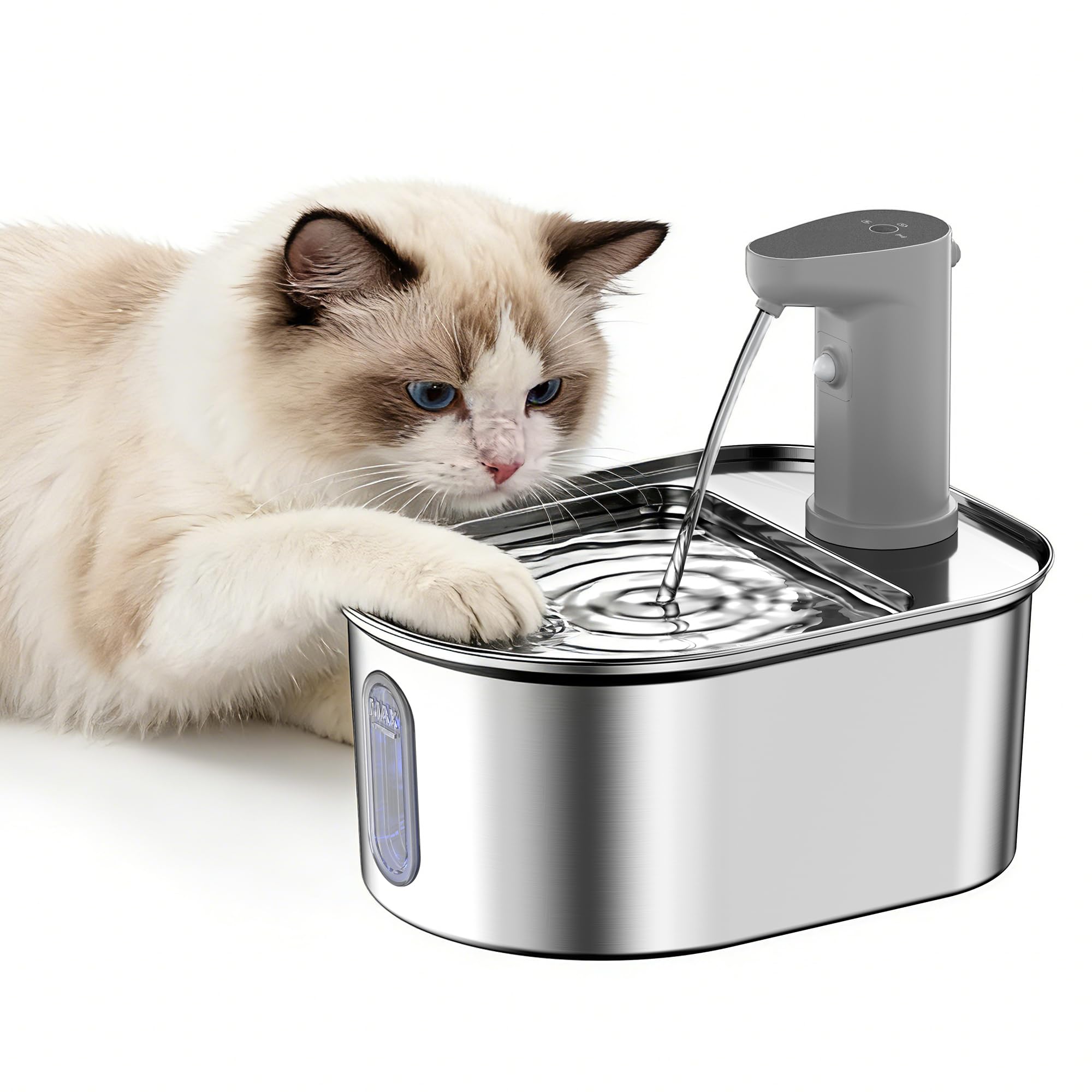 Wireless Cat Water Fountain Cordless: Stainless Steel Cat Fountains for Drinking 108oz/3.2L Battery Operated Pet Water Fountain Indoor with Motion Sensor - Rechargeable Automatic Water Dispenser - image 3