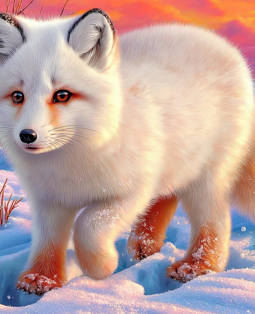 WANGWANGMIAO Paint by Numbers for Adult (White Fox) DIY Canvas Oil Painting Kit for Kid with Paintbrushes Acrylic Pigment Drawing Paintwork Gifts 16x20inch，with Frame