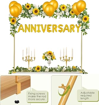 Over The Table Rod Stand with Clamps, Adjustable 47-102 Length Table Hanging Rail, Metal Tabletop Flower Arch Stand for Wedding Birthday Party Balloon Anniversary Christmas Decoration Supplies
