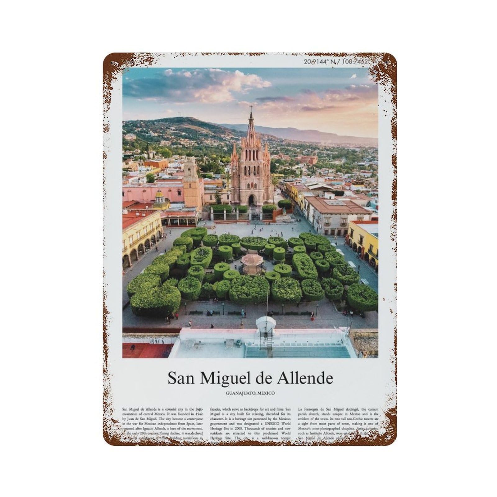 xiaoxiaoshen San Miguel De Allende Guanajuato, Mexico City Scenery Wall Decor Art Metal Tin Poster Modern Home Decor Art Home Bar Shop Decorations Vintage Sign 40x30cm