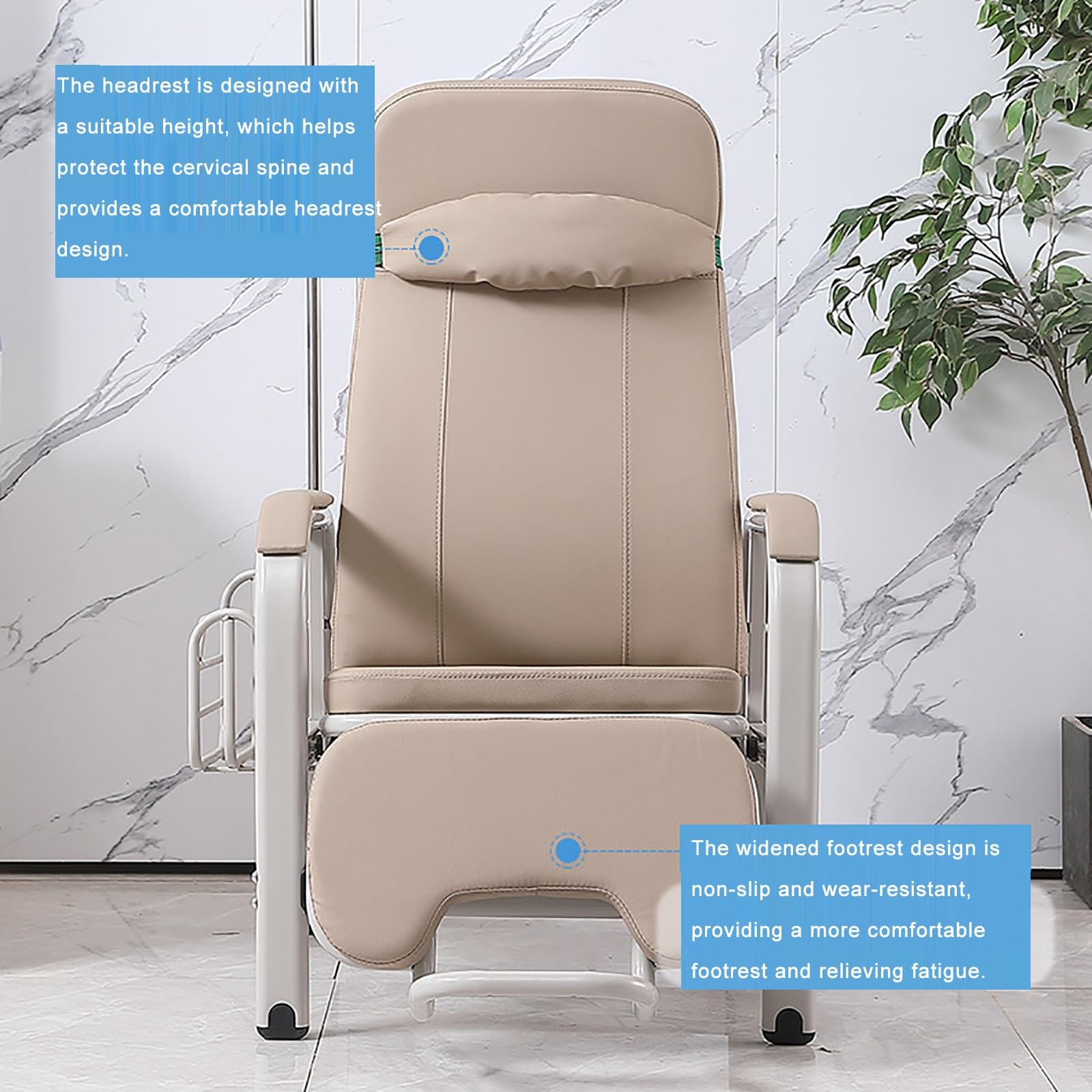 Fauteuil médical inclinable pour prélèvement sanguin Perfusion, entièrement réglable pour cliniques laboratoires