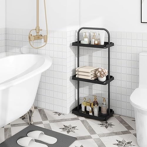 Miniatura 6 de Organizador de ducha de 3 niveles, estante de ducha de esquina con asa, soportes de almacenamiento para champú, cesta de metal para baño, bañera,