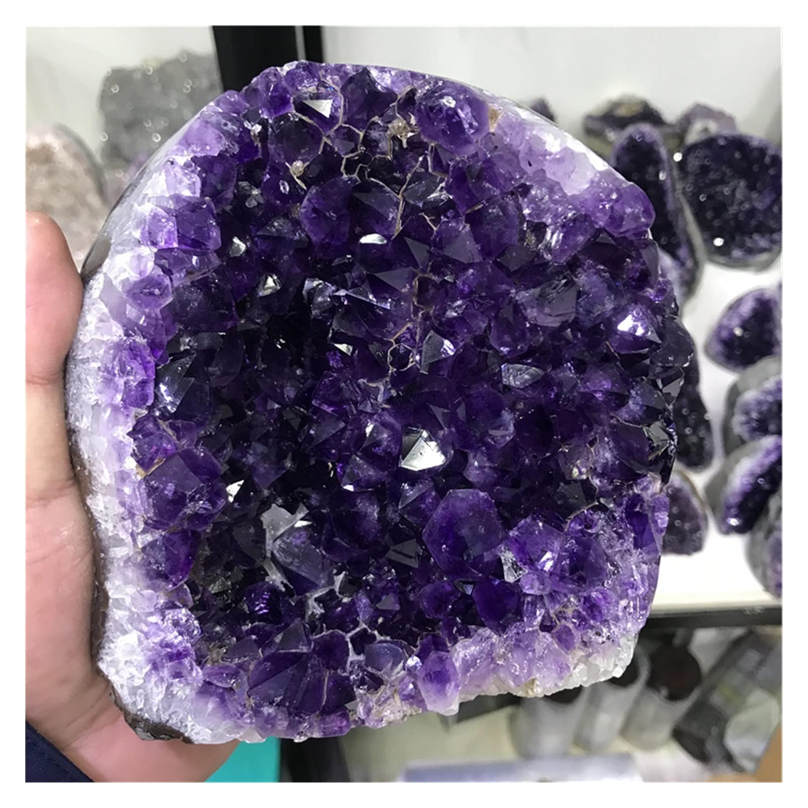 Amethyst Rohstein Natürliche Amethyststein Geode Kristall Cluster Dekoration Quarz Mineralien echte Amethyste spirituelles Chakra Reiki (Color : 400-500g)