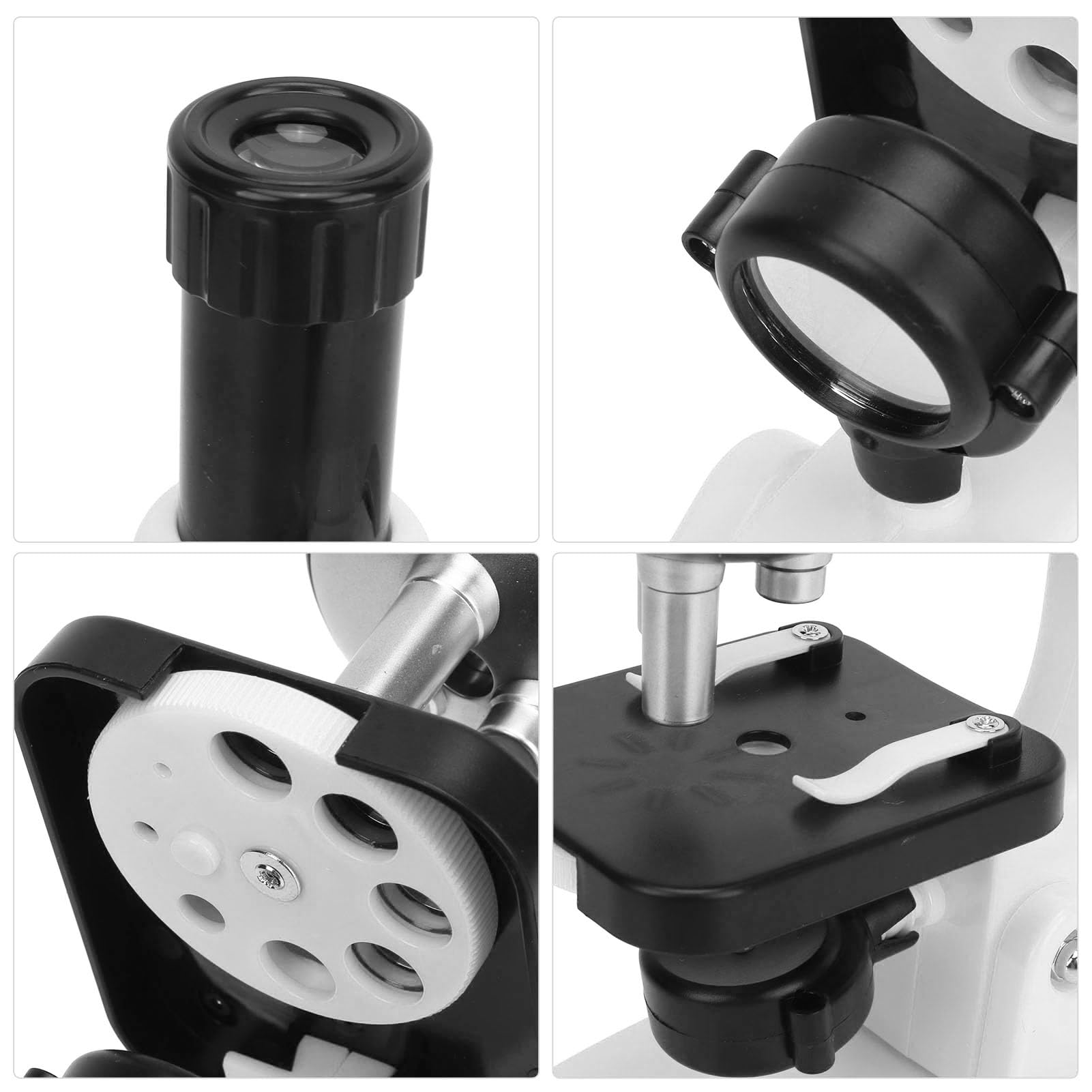 CHICIRIS Kit Microscopio per Bambini, Microscopio per Bambini 1200X con Lente in Vetro Ottico, Ingrandimento 200X 600X 1200X, Supporto per Telefono con Luce a LED Base Girevole per Studenti (WHITE)