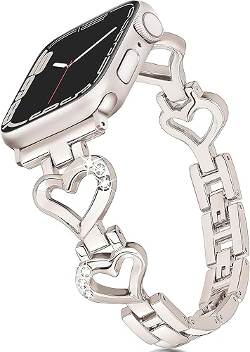 Correa de metal brillante para Apple Watch Band de 1.614 in, 1.575 in, 1.654 in (S1011) 1.496 in iWatch Series 11 10 9 8 7 6 SE 5 4 3, correa