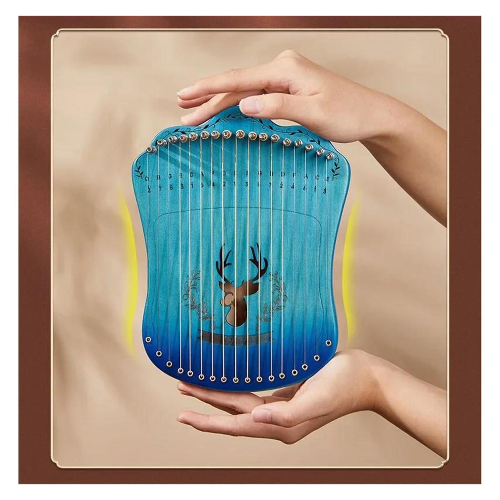 xilofono professionale Arpa A Lira Portatile 17 Corde Lira Da Gioco Con Dita In Legno Di Faggio Con Borsa E Corda Di Ricambio Strumenti A Corda Per Principianti(Blue)