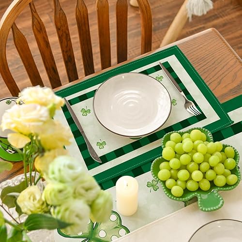 Miniatura 5 de Artoid Mode Buffalo Plaid Shamrock - Camino de mesa del día de San Patricio decoración de temporada de primavera boda vacaciones cocina comedor