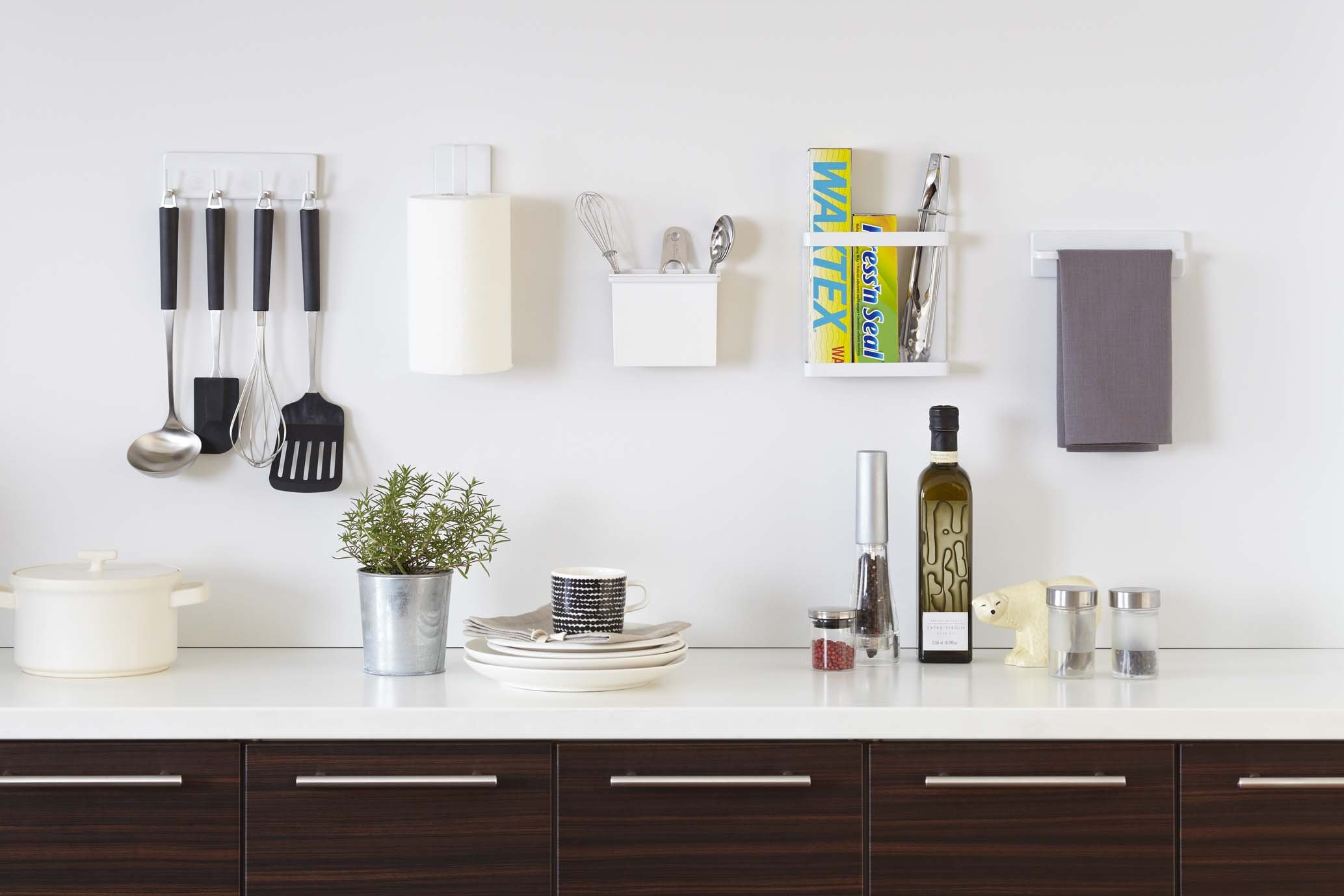 ペーパーラック・ユニットキャビネット 7127 マグネットキッチンペーパーホルダー タワー 山崎実業 ホワイト色