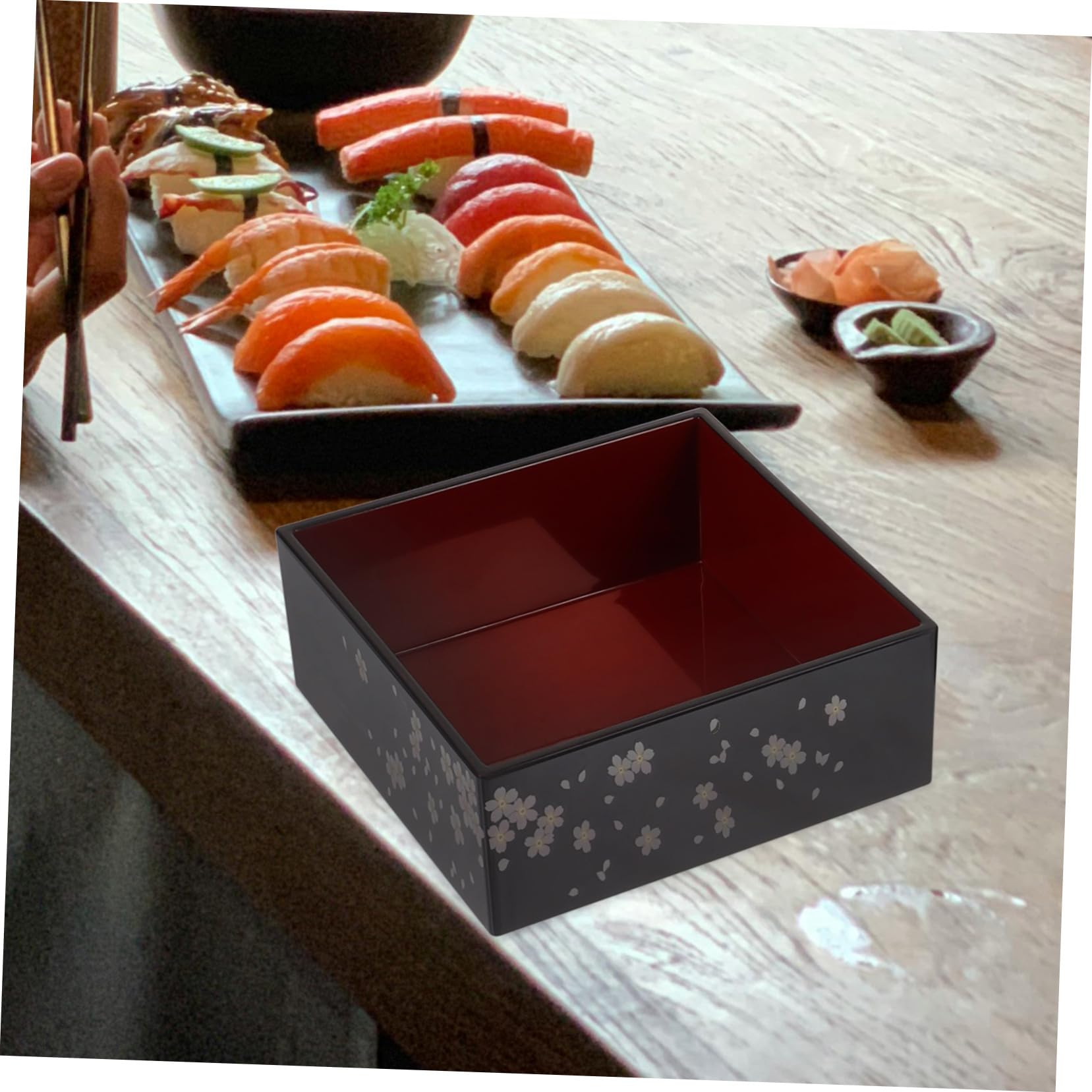 Amosfun 2 Piezas caja de sushi bento japones caja de merienda envases de snack para adultos bandeja de sushi japonés contenedor de almuerzo lindas cajas de sushi el plastico