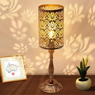 Bedside Lamps, Table Lamp for Bedroom with Battery Operated Lamp, Small Table Lamp for Bedroom Decor,Rose Pattern Table Cordless Lamp for Nightstand