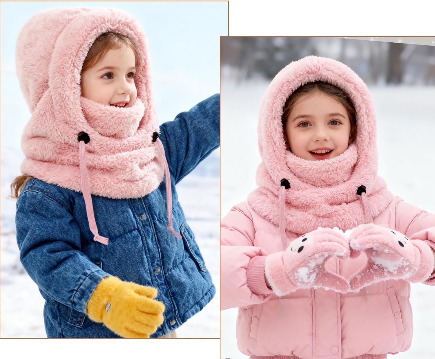 Kids Winter Fleece Hats,Child Balaclava Ski Mask Windproof Warm Adjustable with Fleece Lining Hat for Boys Girls - Image 2