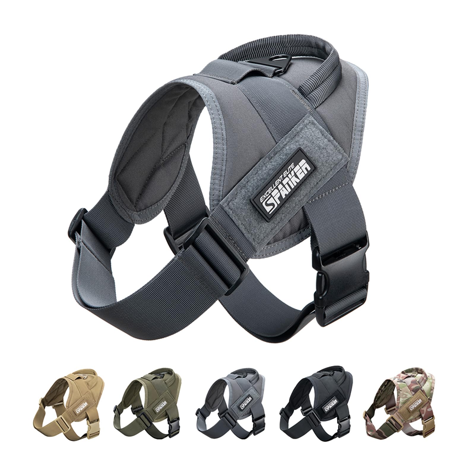 Gilet tactique d'entraînement militaire K9 pour grand chien harnais nylon réglable L