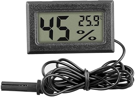 PAXMAX Mini Thermo-Hygrometer LCD Digital Temperature Humidity Moisture Meter Tester with External Outside Probe Sensor