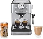 De'Longhi 15-Bar Pump Espresso Machine with Milk Frother & Temperature Control - Compact Home Barista Coffee Maker for Espresso, Latte, Cappuccino & Iced Coffee, Easy to Clean Design