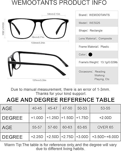 Miniatura 6 de De gran tamaño 1.25 gafas de lectura hombres grandes cuadrados lectores moda luz lector 1.0 1.25 1.5 1.75 2.0 2.25 2.5 2.75 3.0 3.5 hombres claro