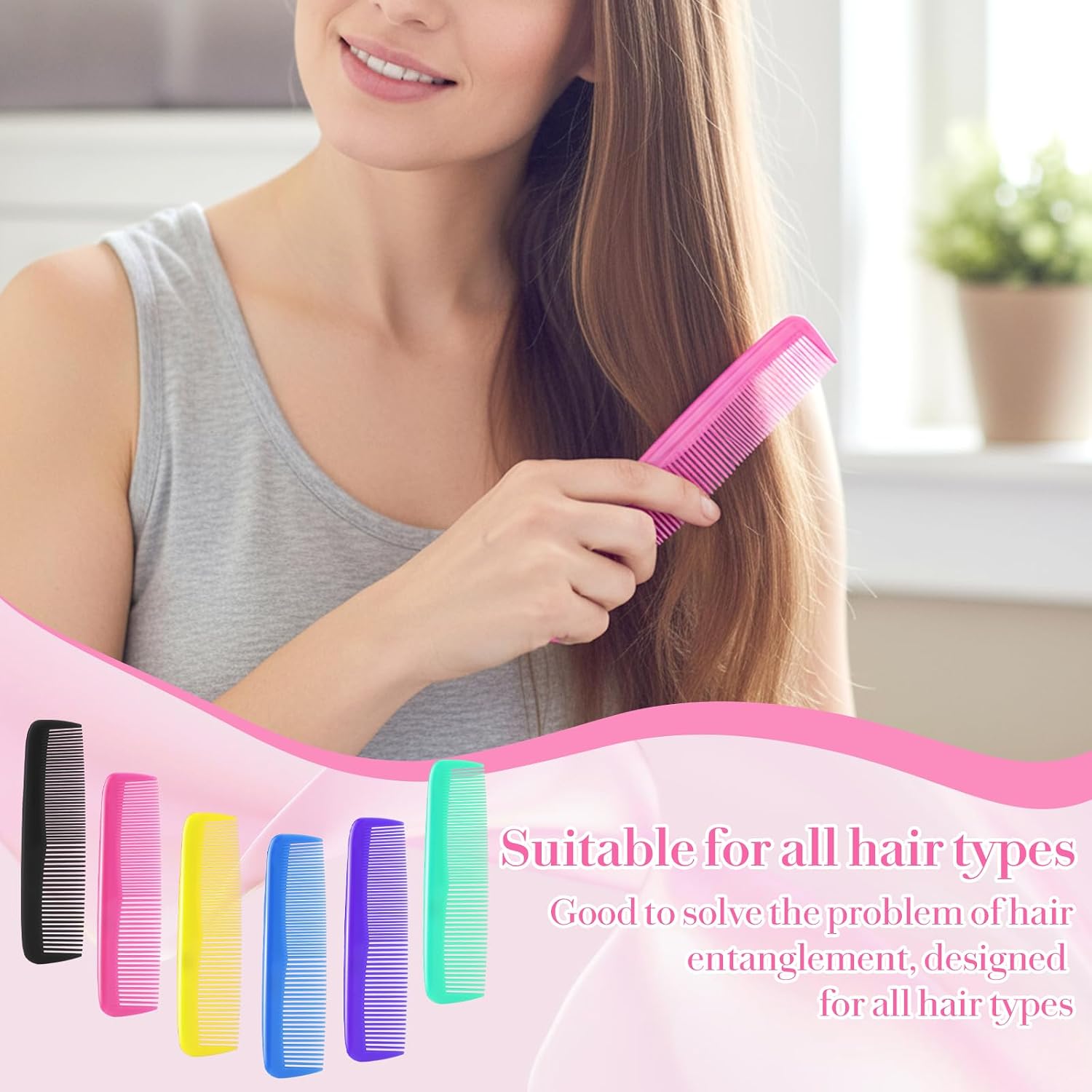 150 Pack Combs Bulk for Women Kids Homeless, Plastic Pocket Hair Comb Set Small Bulk Travel Combs for Styling, Homeless, Hotel, Shelter, Nursing Home, Charity, 6 Color