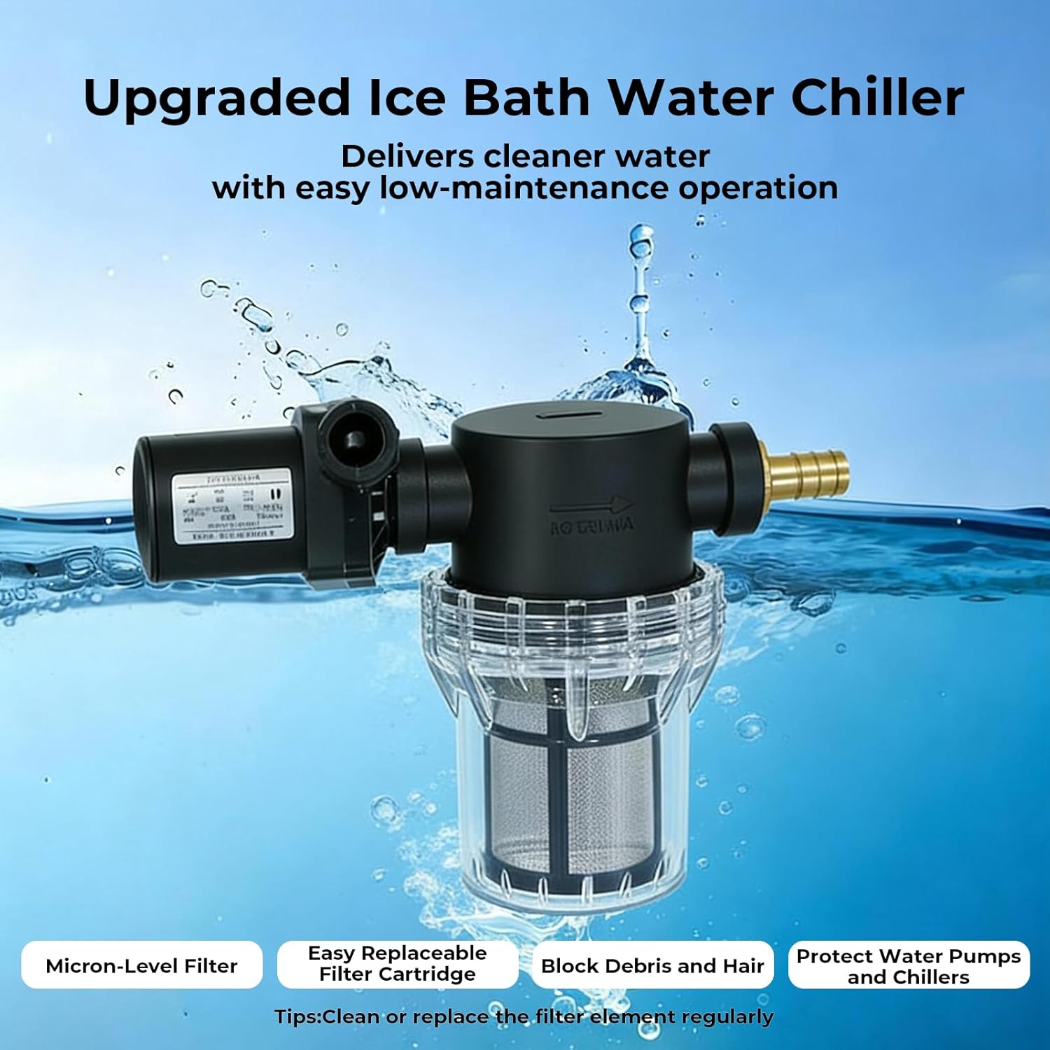 Water Chiller for Ice Bath,1/3 HP Cold Plunge Chiller,Ice Bath Water Chiller for Cold Plunge Tubs,with External Filter & Pump,Insulated Hoses,Remote Control