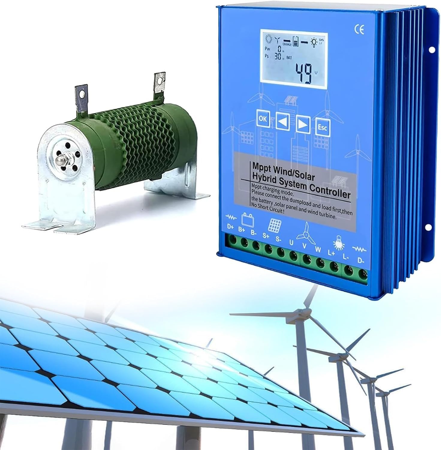 Lithiumbatterie 6000W-12000WWind6000W-12000WSolar 12V/24V mit Dump Load, Wind-Solar-Hybrid-Laderegler mit Windgenerator MPPT-Boost-Ladefunktion(12000W,48V)