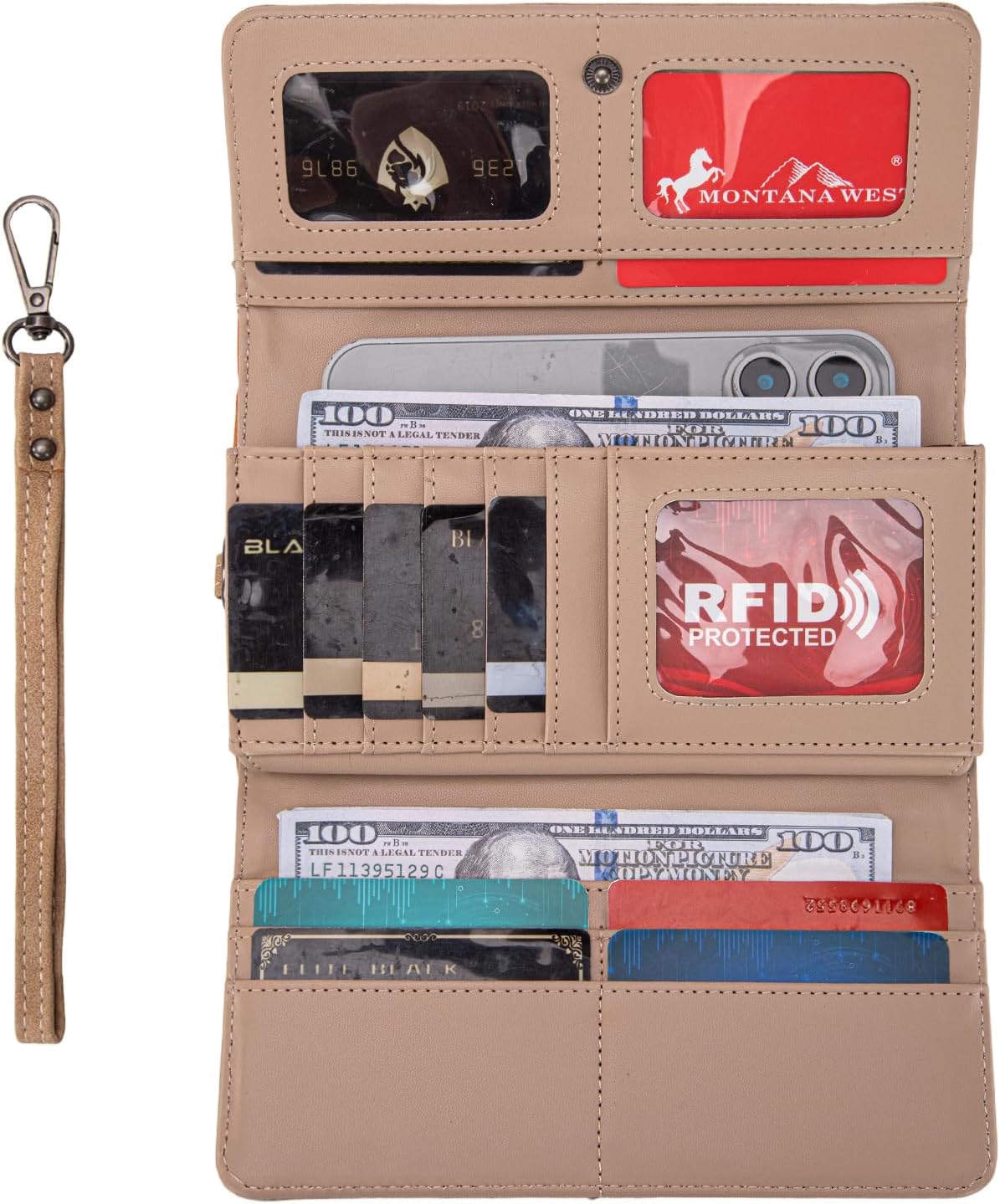 Montana West Wristlet Wallets for Women Western Trifold Wallet Purse with Card Holder MW1340-W002TN - Image 5