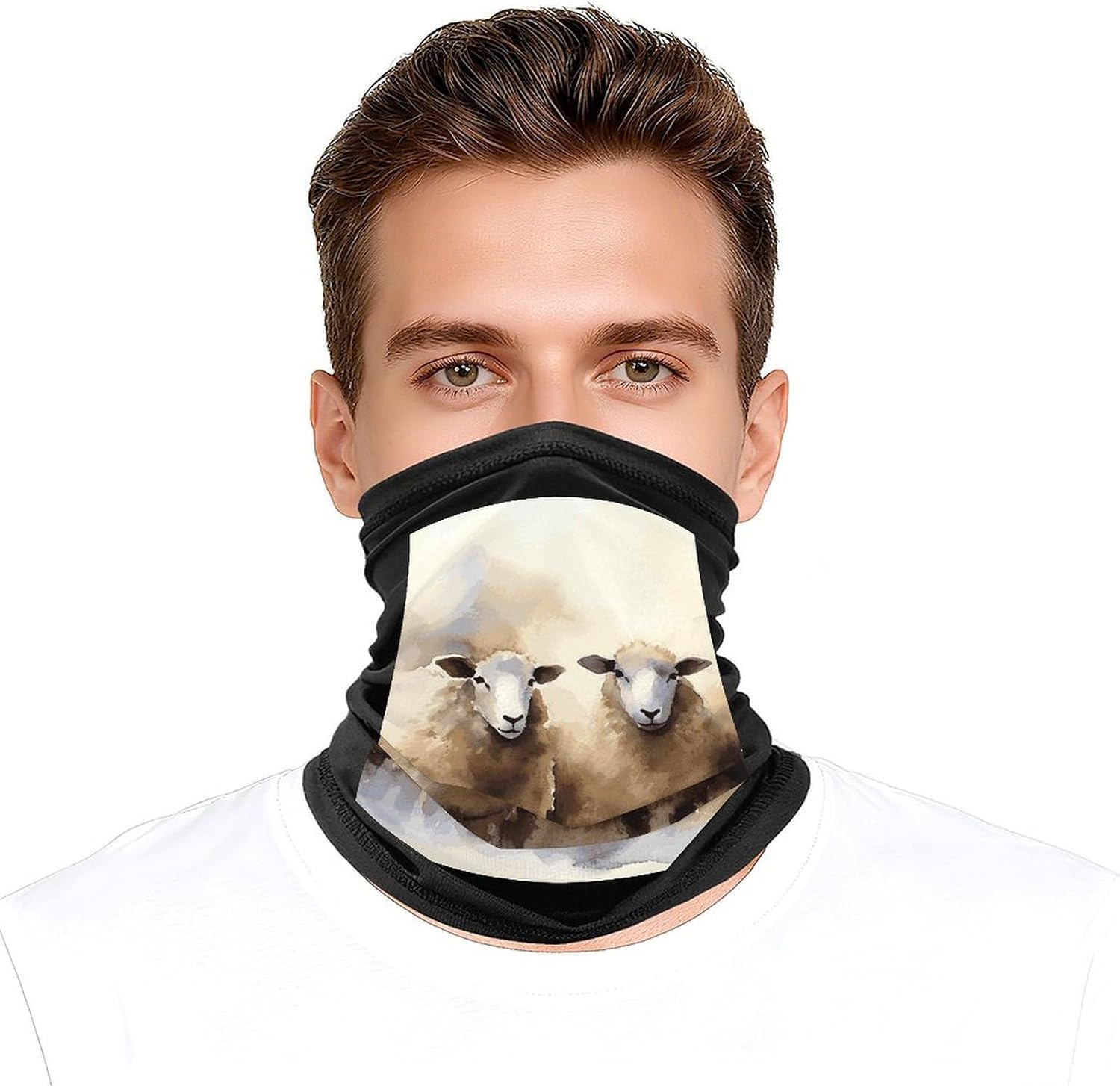 Sheeps Watercolor Neck Gaiter Face Mask UV Protection for Men Women, Breathable Quick Dry Face Cover Bandana Outdoor Sports Balaclava Wind-Proof for Hiking Skiing Motorcycle Cycling