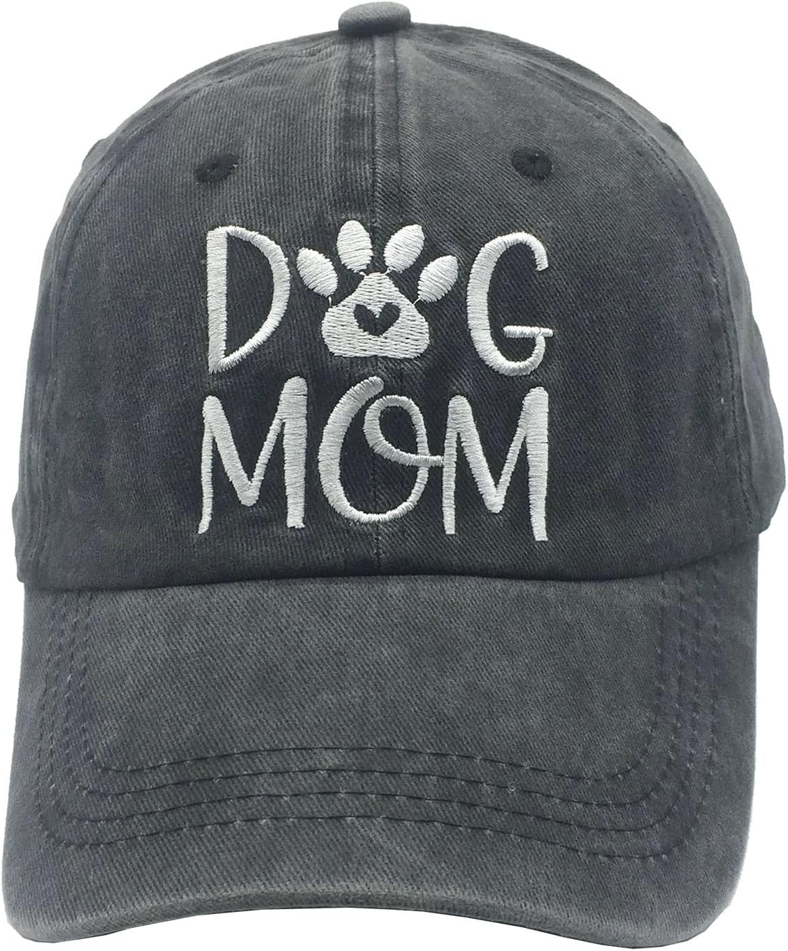 Women's Dog Mom Hat Embroidered Distressed Cotton Denim Baseball Cap - Image 2