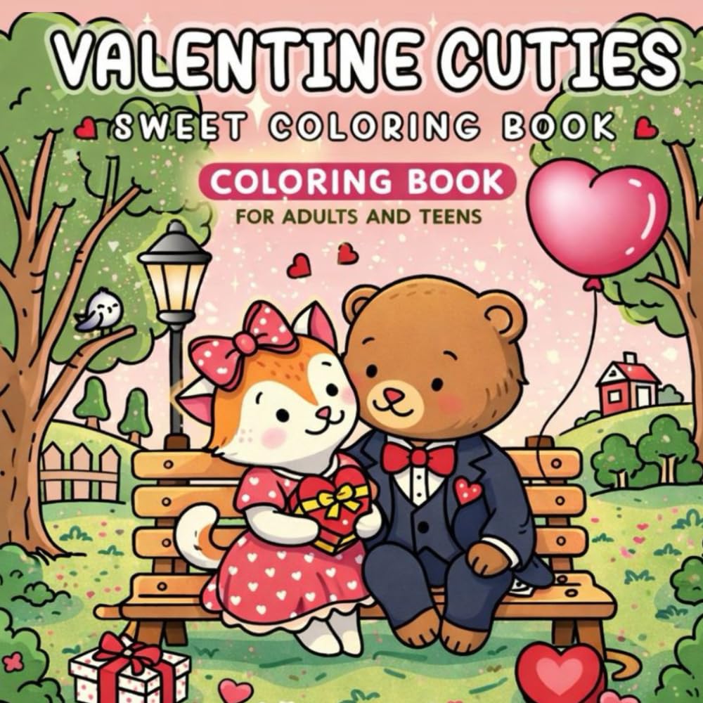 Valentine Cuties: A Sweet Coloring Book: Cute Love-Themed Illustrations to Color, Relax, and Smile | Cozy Valentine Coloring Pages for Adults & Teens
