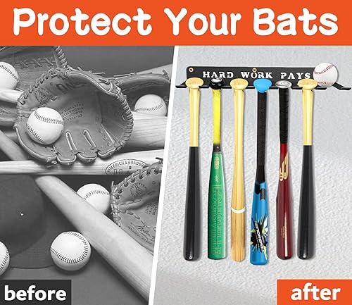 Miniatura 2 de Estante organizador para bates de béisbol y sóftbol, equipo para almacenamiento, estante colgante para murciélagos, soporte de pared de béisbol,