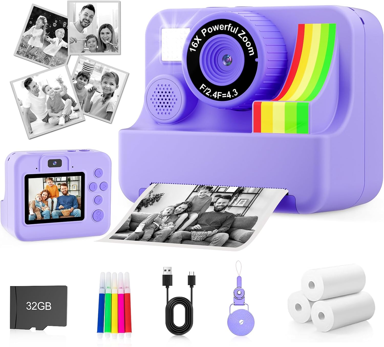 Kids Camera Instant Print - Portable Instant Print Camera
