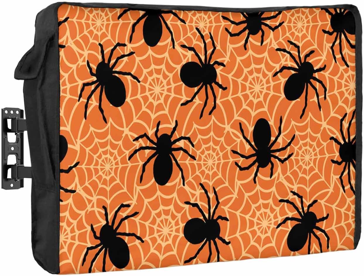 Outdoor TV Cover - Halloween Wed Orange Waterproof and Weatherproof 48"-50" LCD Movable Shield TV Display Screen Protector Outside Television Covers