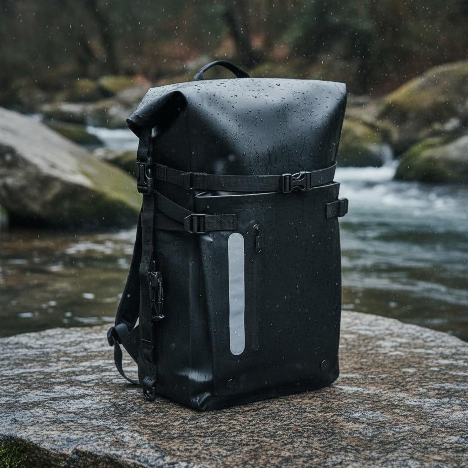 Sac à Dos Imperméable Sport Extérieur Multiusage Grand Contenant PVC 500D Fermeture Solide Adapté au Rafting Baignade Randonnée Plage, Noir, Noir, 30L