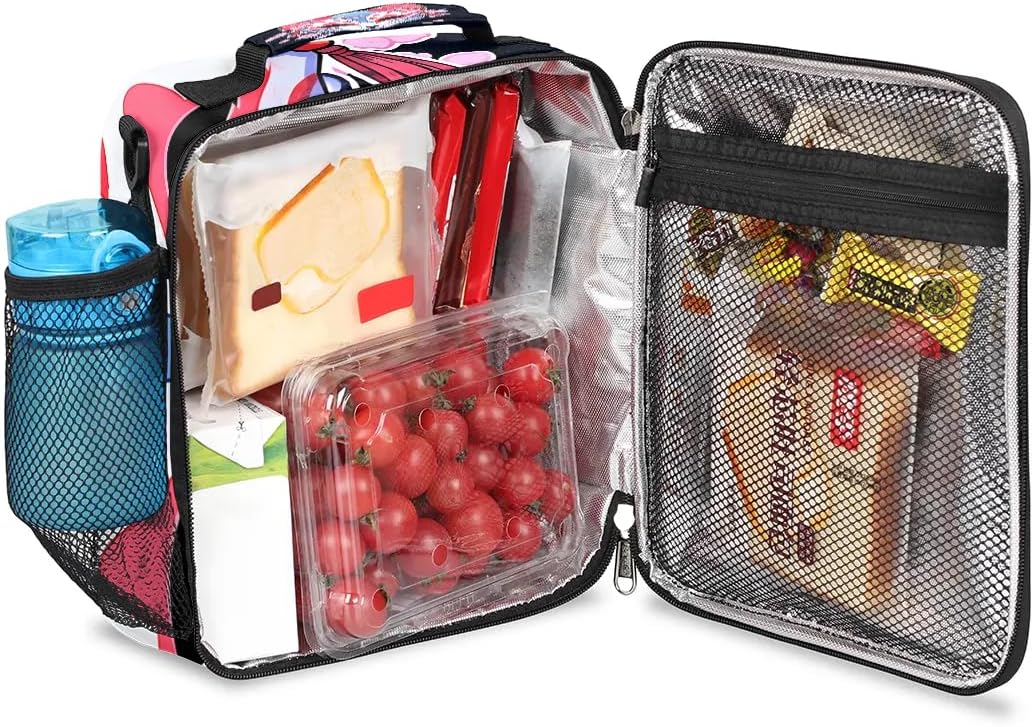 Lunch Box for Kids Girls Boys Japanese Fox Mask Lunch Bags for Teens Freezable Insulated Lunch boxes for School, Picnic, Cooler Tote Bag with Adjustable Shoulder Strap